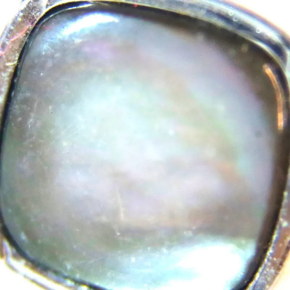 💎Swank Cufflinks Abalone Mother of Pearl On Silver Tone Metal